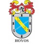 Heraldic keychain - HOYOS - Personalized with surname, family crest and brief description of the genealogical origin.
