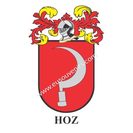 Heraldic keychain - HOZ - Personalized with surname, family crest and brief description of the genealogical origin.
