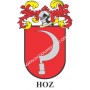 Llavero heráldico - HOZ - Personalizado con apellido, escudo de la familia y breve descripción del origen genealógico.