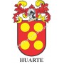 Llavero heráldico - HUARTE - Personalizado con apellido, escudo de la familia y breve descripción del origen genealógico.