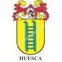 Llavero heráldico - HUESCA - Personalizado con apellido, escudo de la familia y breve descripción del origen genealógico.