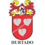 Llavero heráldico - HURTADO - Personalizado con apellido, escudo de la familia y breve descripción del origen genealógico.