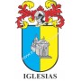 Llavero heráldico - IGLESIAS - Personalizado con apellido, escudo de la familia y breve descripción del origen genealógico.