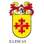 Llavero heráldico - ILLESCAS - Personalizado con apellido, escudo de la familia y breve descripción del origen genealógico.