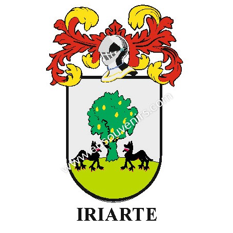 Heraldic keychain - IRIARTE - Personalized with surname, family crest and brief description of the genealogical origin.