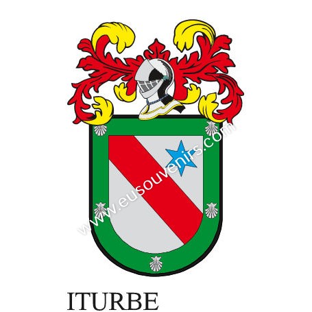 Porte-clés héraldique - ITURBE - Personnalisé avec le nom, l'écusson de la famille et une brève description de l'origine généalo