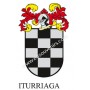 Heraldic keychain - ITURRIAGA - Personalized with surname, family crest and brief description of the genealogical origin.