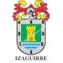 Heraldic keychain - IZAGUIRRE - Personalized with surname, family crest and brief description of the genealogical origin.