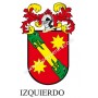 Llavero heráldico - IZQUIERDO - Personalizado con apellido, escudo de la familia y breve descripción del origen genealógico.