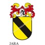 Llavero heráldico - JARA - Personalizado con apellido, escudo de la familia y breve descripción del origen genealógico.