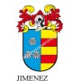 Porte-clés héraldique - JIMENEZ - Personnalisé avec le nom, l'écusson de la famille et une brève description de l'origine généal