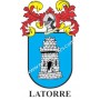 Llavero heráldico - LATORRE - Personalizado con apellido, escudo de la familia y breve descripción del origen genealógico.