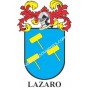 Heraldic keychain - LAZARO - Personalized with surname, family crest and brief description of the genealogical origin.