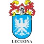Llavero heráldico - LECUONA - Personalizado con apellido, escudo de la familia y breve descripción del origen genealógico.