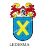 Llavero heráldico - LEDESMA - Personalizado con apellido, escudo de la familia y breve descripción del origen genealógico.