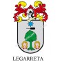 Heraldic keychain - LEGARRETA - Personalized with surname, family crest and brief description of the genealogical origin.