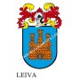 Llavero heráldico - LEIVA - Personalizado con apellido, escudo de la familia y breve descripción del origen genealógico.
