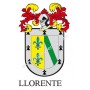 Heraldic keychain - LLORENTE - Personalized with surname, family crest and brief description of the genealogical origin.