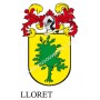 Llavero heráldico - LLORET - Personalizado con apellido, escudo de la familia y breve descripción del origen genealógico.