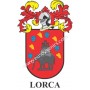 Heraldic keychain - LORCA - Personalized with surname, family crest and brief description of the genealogical origin.
