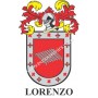 Llavero heráldico - LORENZO - Personalizado con apellido, escudo de la familia y breve descripción del origen genealógico.