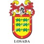 Llavero heráldico - LOSADA - Personalizado con apellido, escudo de la familia y breve descripción del origen genealógico.