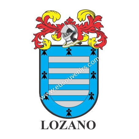 Porte-clés héraldique - LOZANO - Personnalisé avec le nom, l'écusson de la famille et une brève description de l'origine généalo