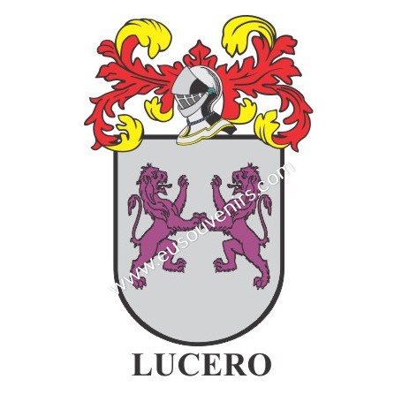 Porte-clés héraldique - LUCERO - Personnalisé avec le nom, l'écusson de la famille et une brève description de l'origine généalo