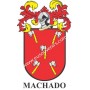Llavero heráldico - MACHADO - Personalizado con apellido, escudo de la familia y breve descripción del origen genealógico.