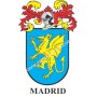 Heraldic keychain - MADRID - Personalized with surname, family crest and brief description of the genealogical origin.