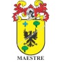 Llavero heráldico - MAESTRE - Personalizado con apellido, escudo de la familia y breve descripción del origen genealógico.