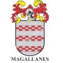 Llavero heráldico - MAGALLANES - Personalizado con apellido, escudo de la familia y breve descripción del origen genealógico.