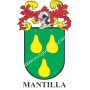 Llavero heráldico - MANTILLA - Personalizado con apellido, escudo de la familia y breve descripción del origen genealógico.