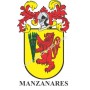 Heraldic keychain - MANZANARES - Personalized with surname, family crest and brief description of the genealogical origin.