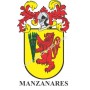 Porte-clés héraldique - MANZANARES - Personnalisé avec le nom, l'écusson de la famille et une brève description de l'origine gén