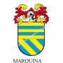 Heraldic keychain - MARQUINA - Personalized with surname, family crest and brief description of the genealogical origin.