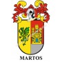 Heraldic keychain - MARTOS - Personalized with surname, family crest and brief description of the genealogical origin.