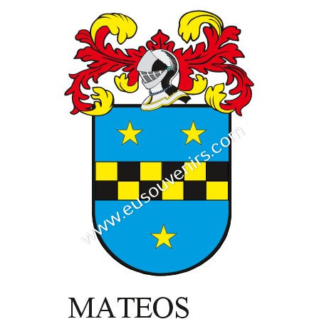 Heraldic keychain - MATEO - Personalized with surname, family crest and brief description of the genealogical origin.