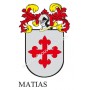 Porte-clés héraldique - MATIAS - Personnalisé avec le nom, l'écusson de la famille et une brève description de l'origine généalo