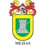 Llavero heráldico - MEJIAS - Personalizado con apellido, escudo de la familia y breve descripción del origen genealógico.