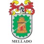 Llavero heráldico - MELLADO - Personalizado con apellido, escudo de la familia y breve descripción del origen genealógico.