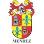 Llavero heráldico - MENDEZ - Personalizado con apellido, escudo de la familia y breve descripción del origen genealógico.