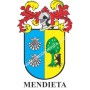 Heraldic keychain - MENDIETA - Personalized with surname, family crest and brief description of the genealogical origin.