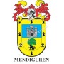 Heraldic keychain - MENDIGUREN - Personalized with surname, family crest and brief description of the genealogical origin.