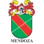 Heraldic keychain - MENDOZA - Personalized with surname, family crest and brief description of the genealogical origin.