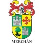 Porte-clés héraldique - MERCHAN - Personnalisé avec le nom, l'écusson de la famille et une brève description de l'origine généal