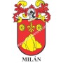 Porte-clés héraldique - MILAN - Personnalisé avec le nom, l'écusson de la famille et une brève description de l'origine généalog