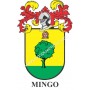 Heraldic keychain - MINGO - Personalized with surname, family crest and brief description of the genealogical origin.