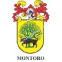 Llavero heráldico - MONTORO - Personalizado con apellido, escudo de la familia y breve descripción del origen genealógico.