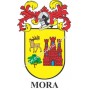 Llavero heráldico - MORA - Personalizado con apellido, escudo de la familia y breve descripción del origen genealógico.